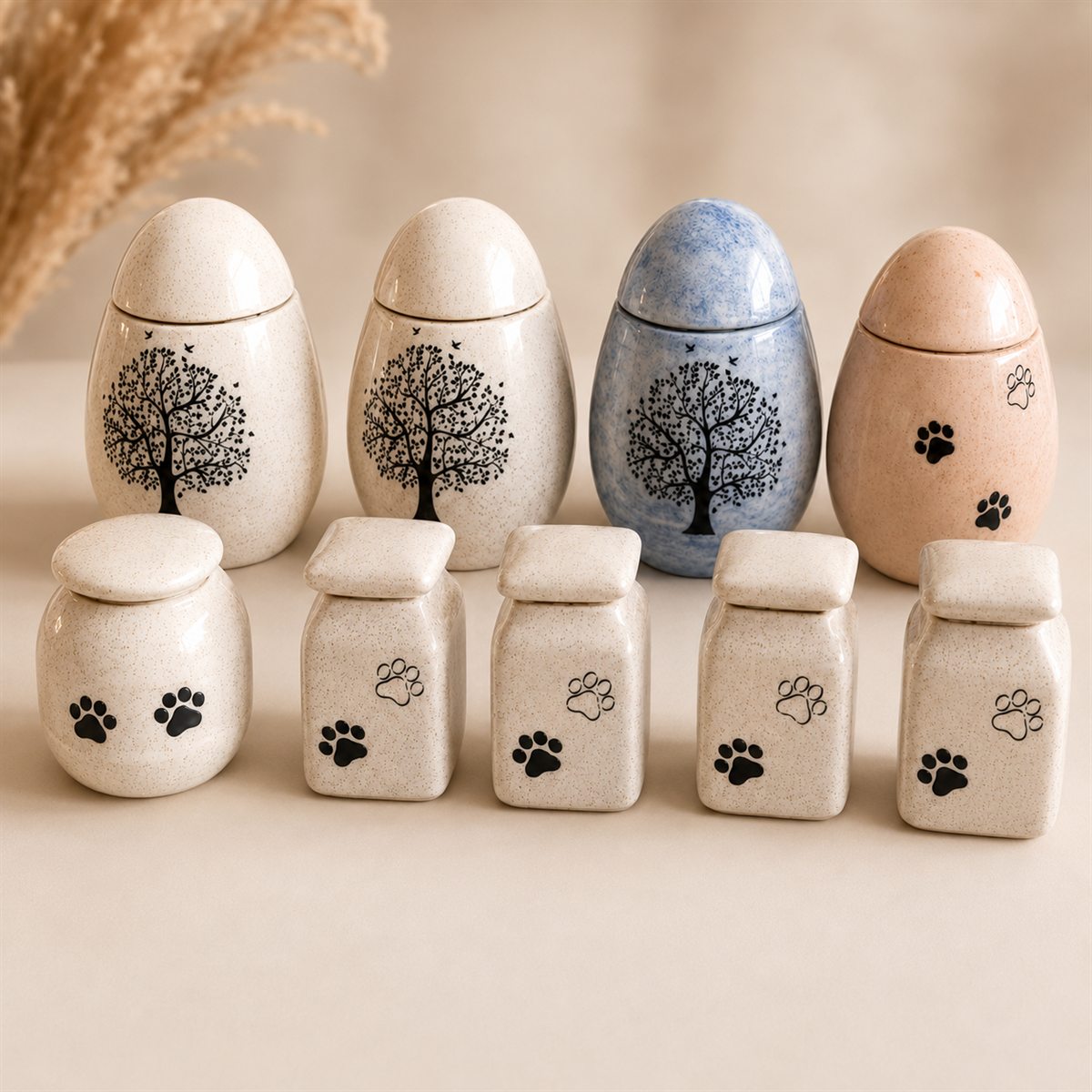 Colección de urnas para cenizas de mascotas