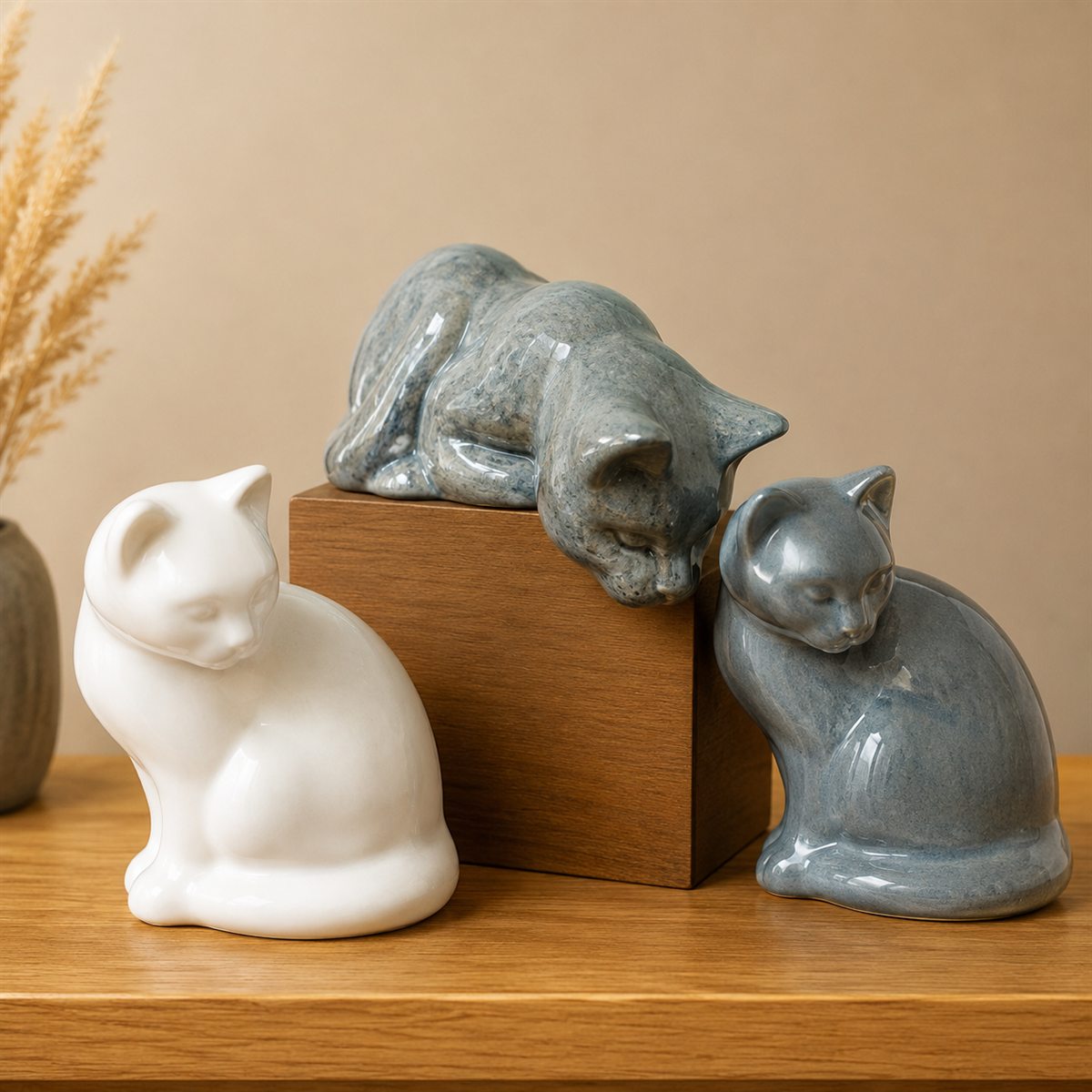 Figuras cerámicas de gatos para recuerdo