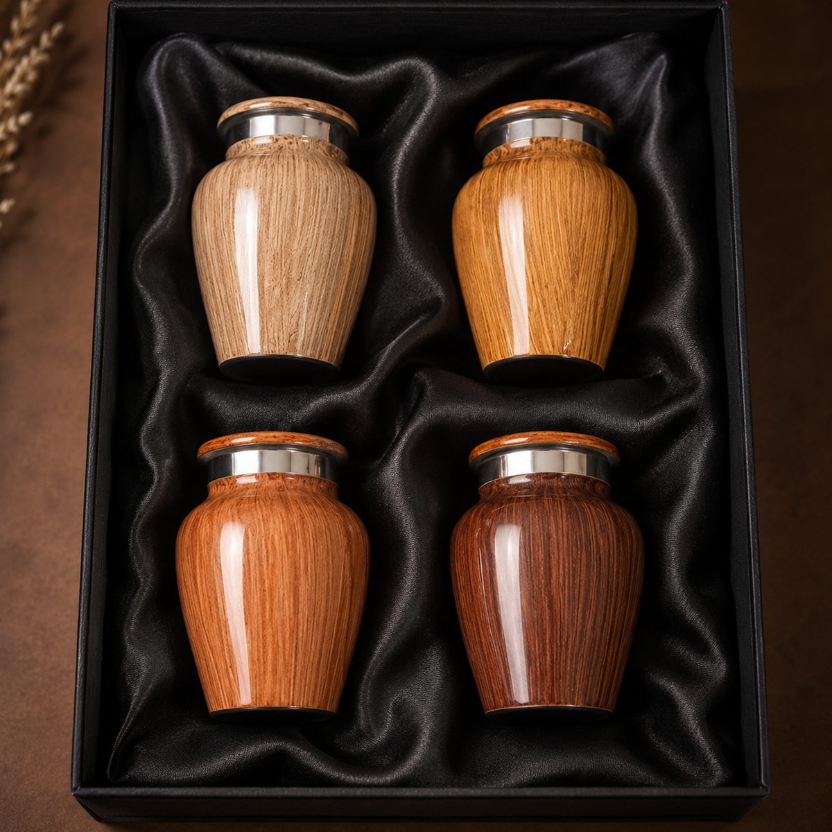 Mini urnas con terminación simil madera