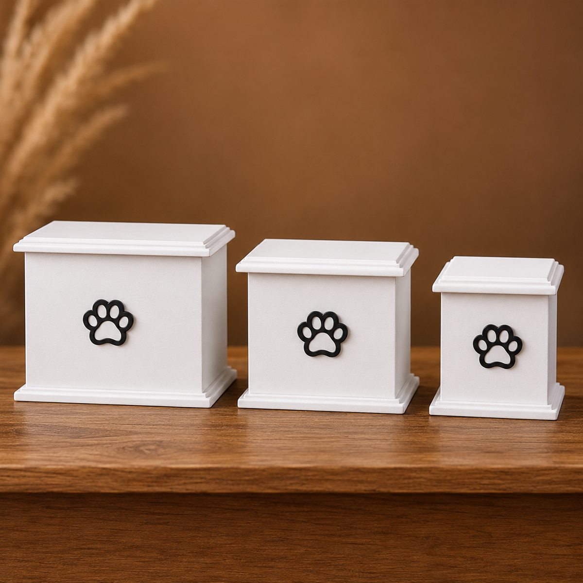 Urnas blancas con huella para perros y gatos